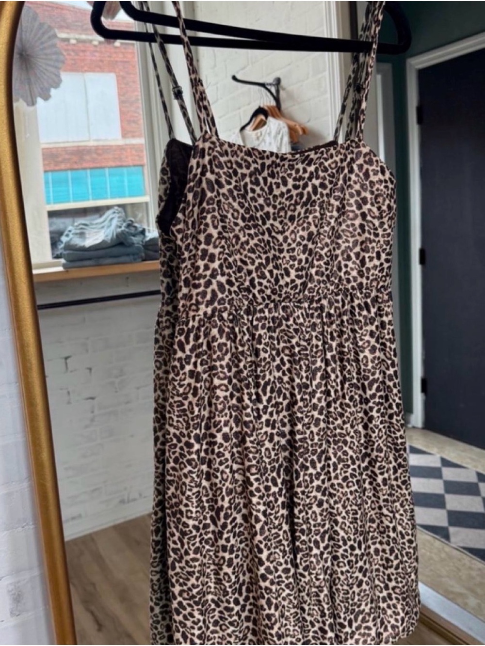 Gilli Leopard-Print Midi Dress in Brown and Black